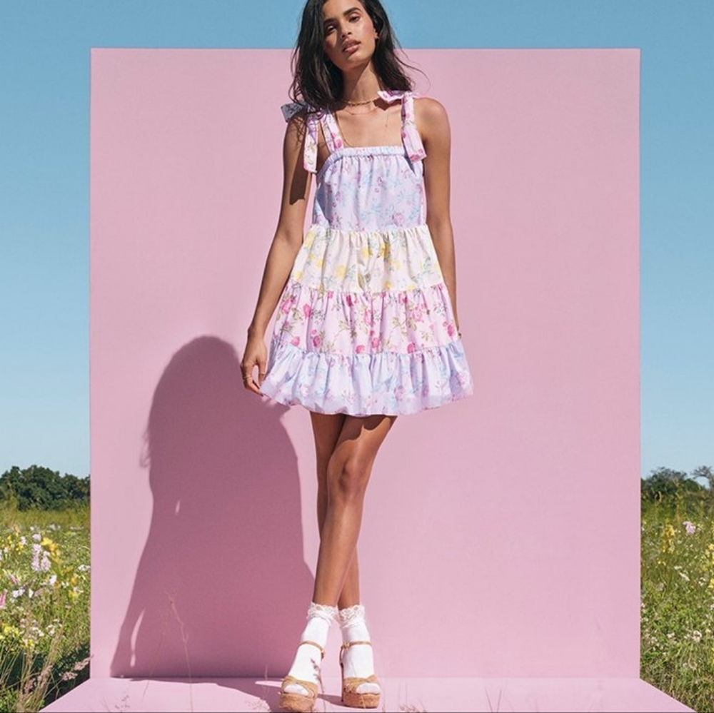 LSF x Target Jeanne tie-strap tiered mini dress